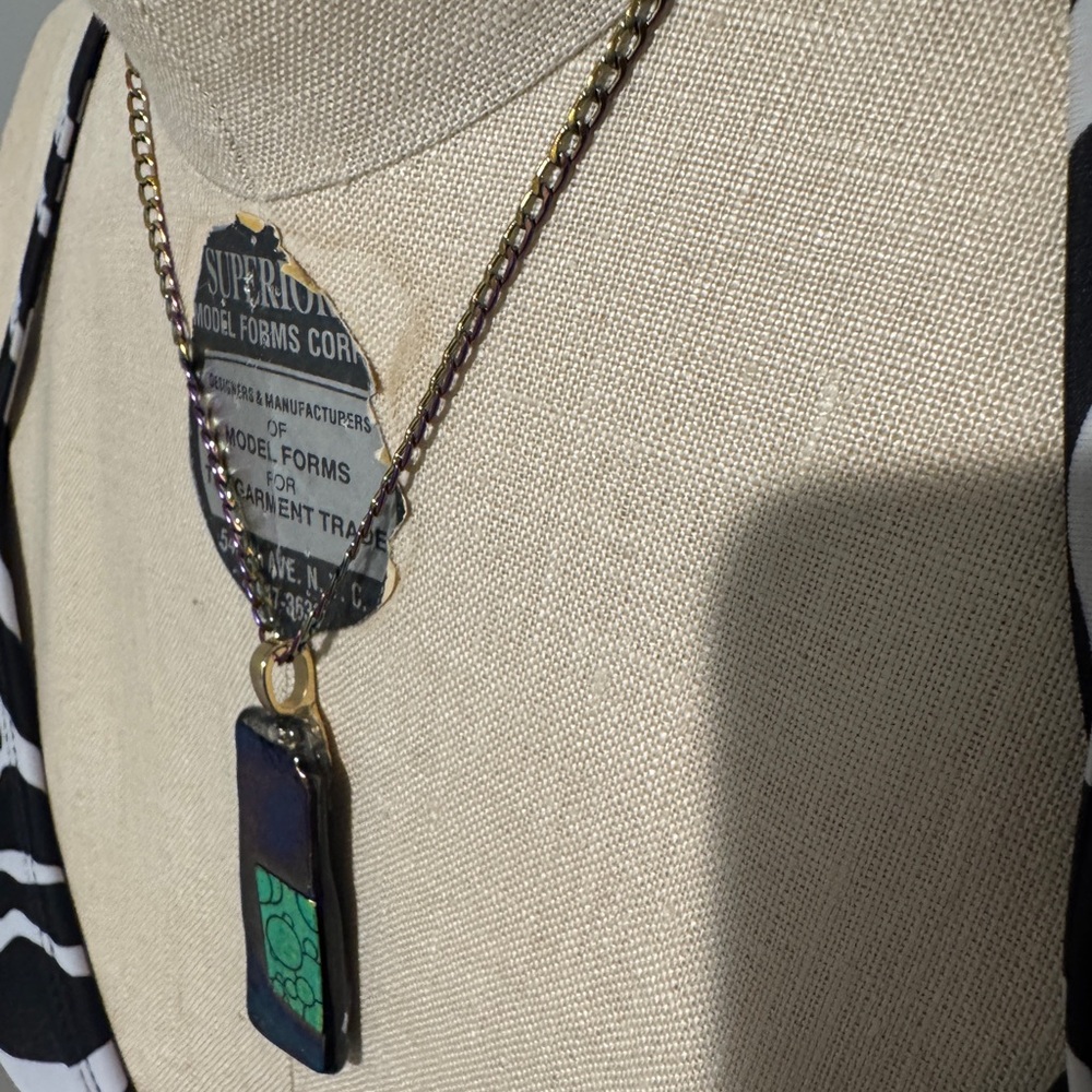 Colorful Rectangular Pendant Necklace - Picture 6 of 10